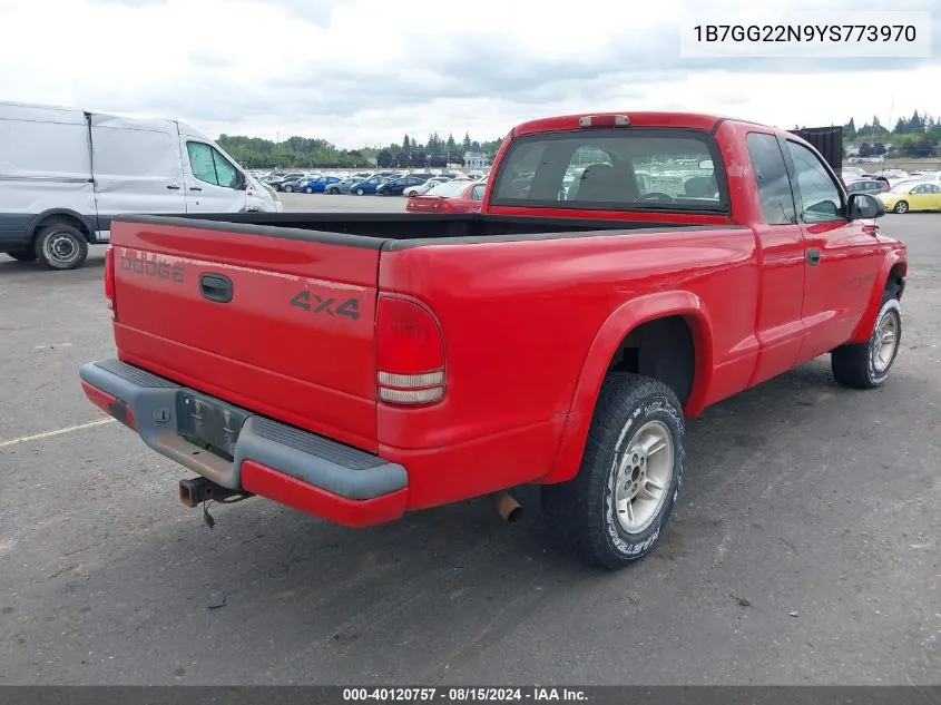 2000 Dodge Dakota Slt/Sport VIN: 1B7GG22N9YS773970 Lot: 40120757