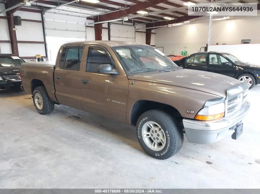 2000 Dodge Dakota Slt/Sport VIN: 1B7GL2AN4YS644936 Lot: 40176698