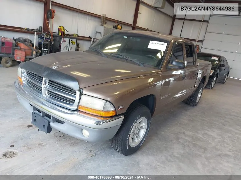 2000 Dodge Dakota Slt/Sport VIN: 1B7GL2AN4YS644936 Lot: 40176698