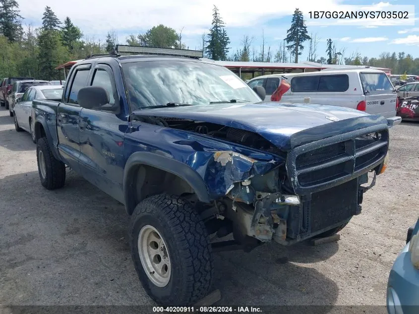 2000 Dodge Dakota Slt/Sport VIN: 1B7GG2AN9YS703502 Lot: 40200911