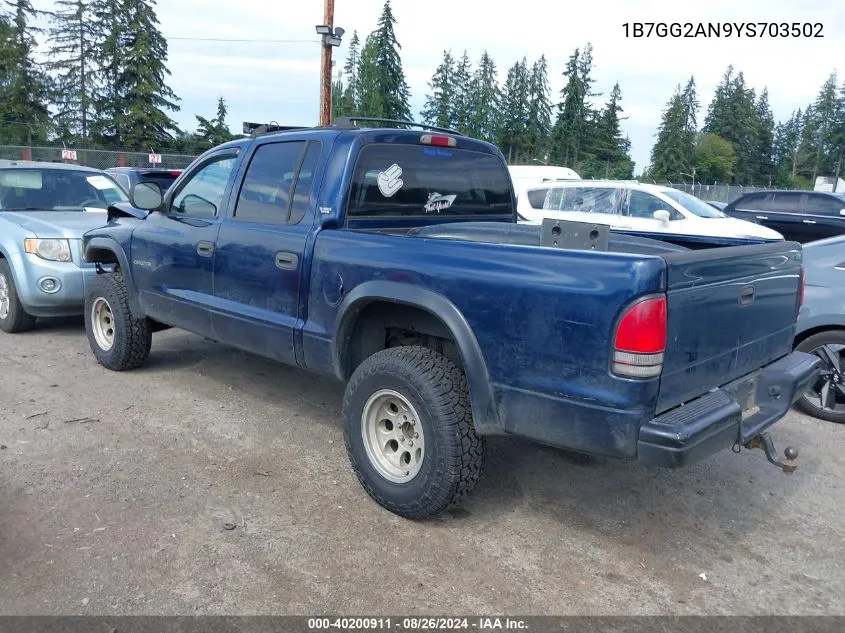 2000 Dodge Dakota Slt/Sport VIN: 1B7GG2AN9YS703502 Lot: 40200911