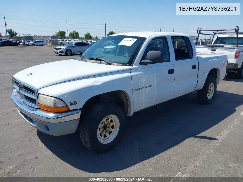 1B7HG2AZ7YS736201 2000 Dodge Dakota Slt/Sport