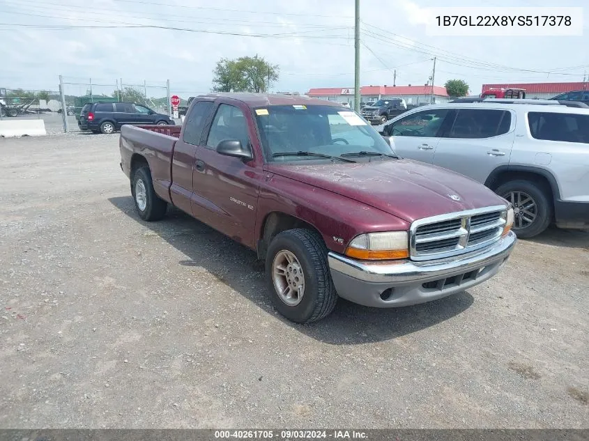 2000 Dodge Dakota Slt/Sport VIN: 1B7GL22X8YS517378 Lot: 40261705