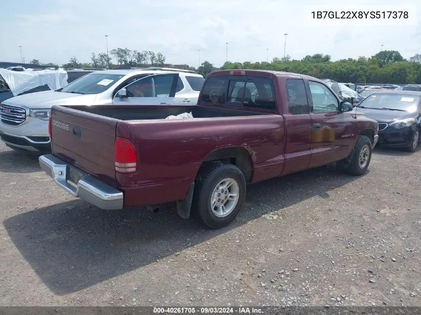 2000 Dodge Dakota Slt/Sport VIN: 1B7GL22X8YS517378 Lot: 40261705