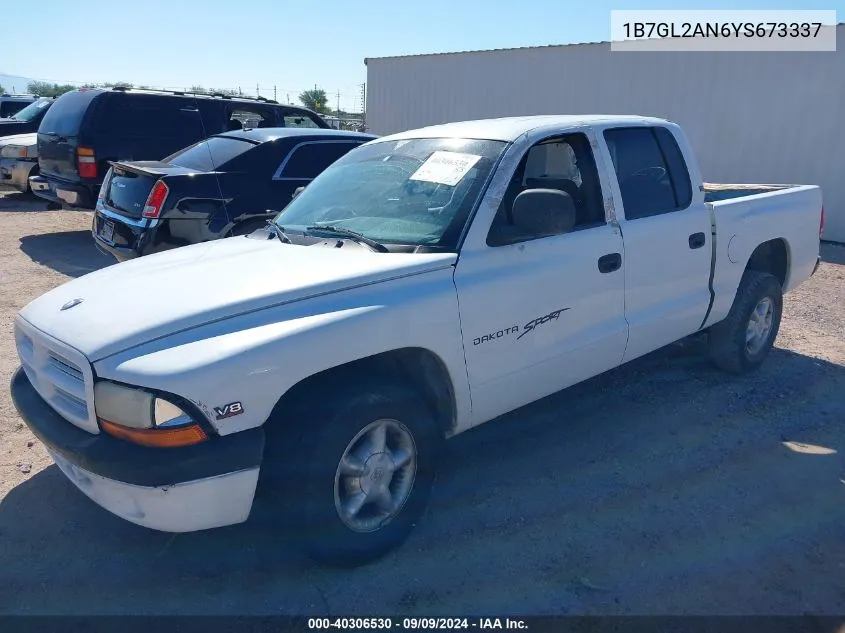 2000 Dodge Dakota Slt/Sport VIN: 1B7GL2AN6YS673337 Lot: 40306530