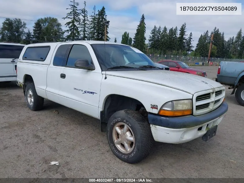 2000 Dodge Dakota Slt/Sport VIN: 1B7GG22X7YS504089 Lot: 40332487