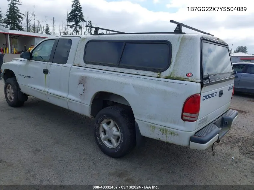 2000 Dodge Dakota Slt/Sport VIN: 1B7GG22X7YS504089 Lot: 40332487