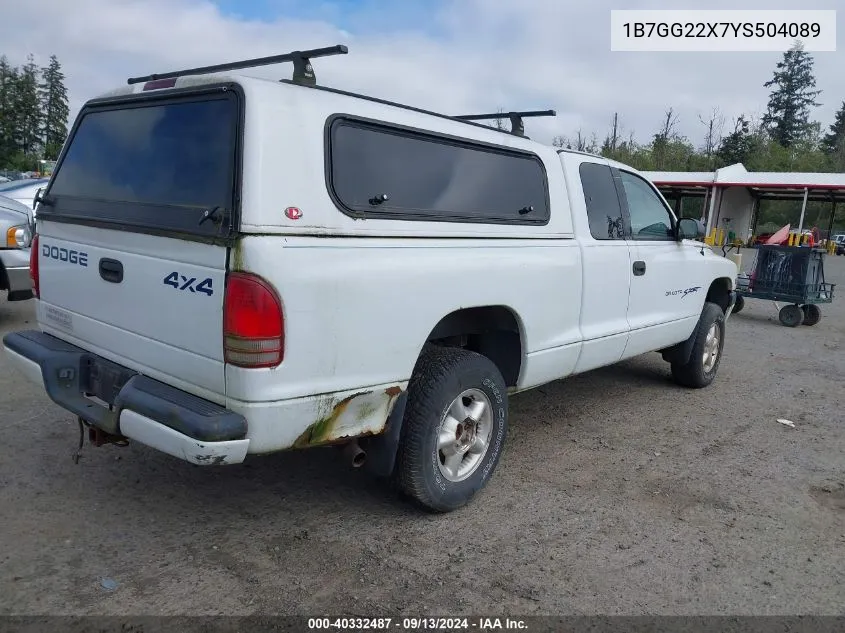 2000 Dodge Dakota Slt/Sport VIN: 1B7GG22X7YS504089 Lot: 40332487