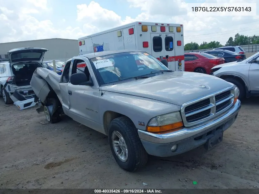 2000 Dodge Dakota Slt/Sport VIN: 1B7GL22X5YS763143 Lot: 40335426