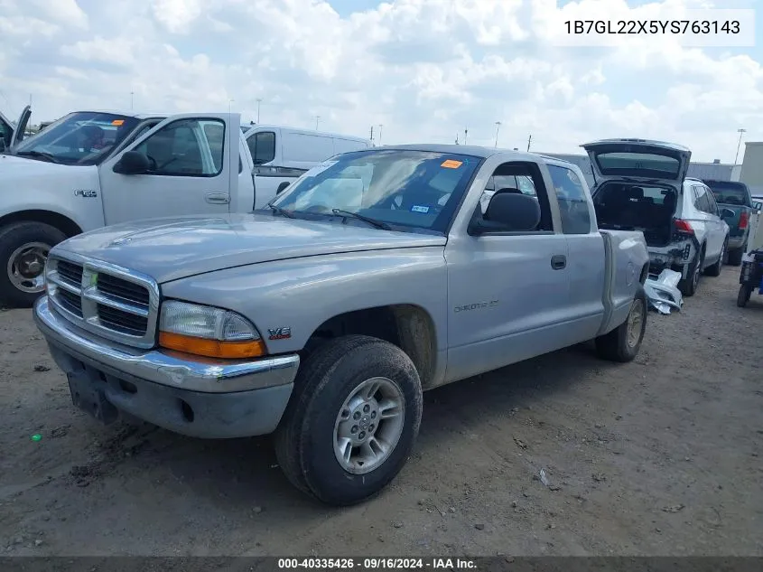 2000 Dodge Dakota Slt/Sport VIN: 1B7GL22X5YS763143 Lot: 40335426