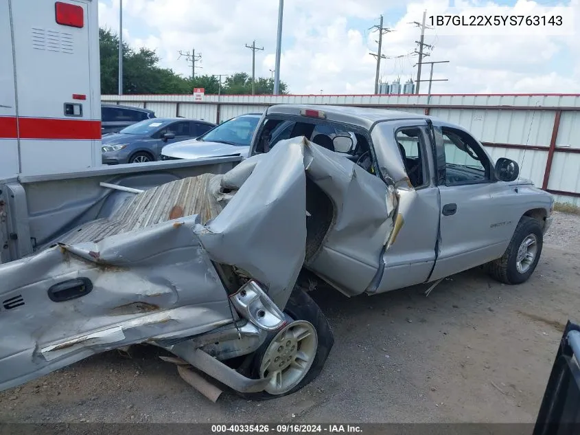 2000 Dodge Dakota Slt/Sport VIN: 1B7GL22X5YS763143 Lot: 40335426