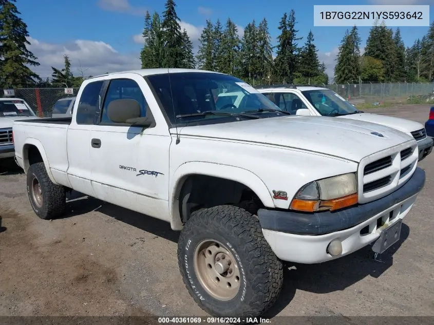 1B7GG22N1YS593642 2000 Dodge Dakota Slt/Sport