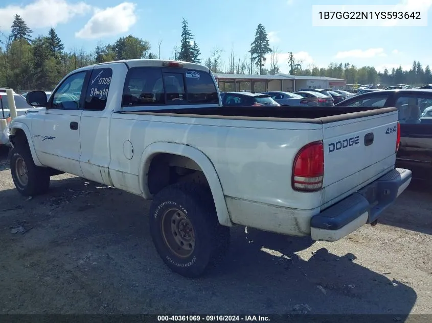 1B7GG22N1YS593642 2000 Dodge Dakota Slt/Sport