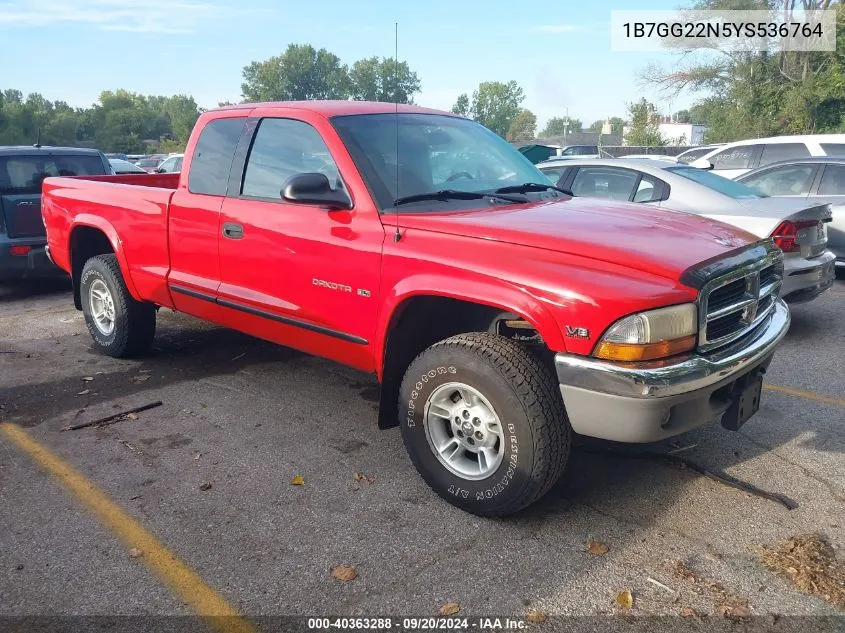 2000 Dodge Dakota Slt/Sport VIN: 1B7GG22N5YS536764 Lot: 40363288