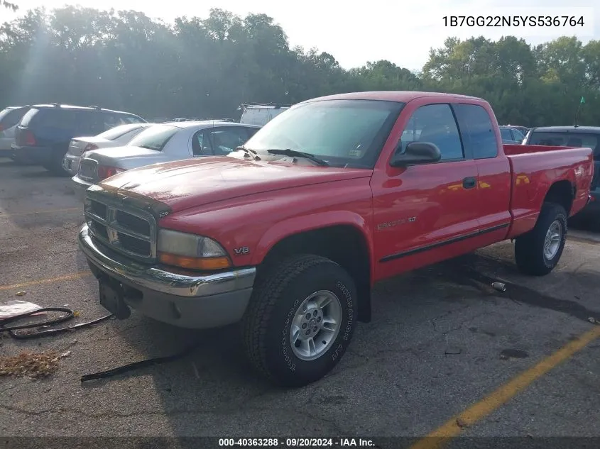 2000 Dodge Dakota Slt/Sport VIN: 1B7GG22N5YS536764 Lot: 40363288