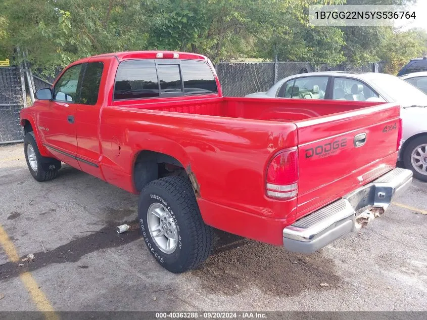 2000 Dodge Dakota Slt/Sport VIN: 1B7GG22N5YS536764 Lot: 40363288