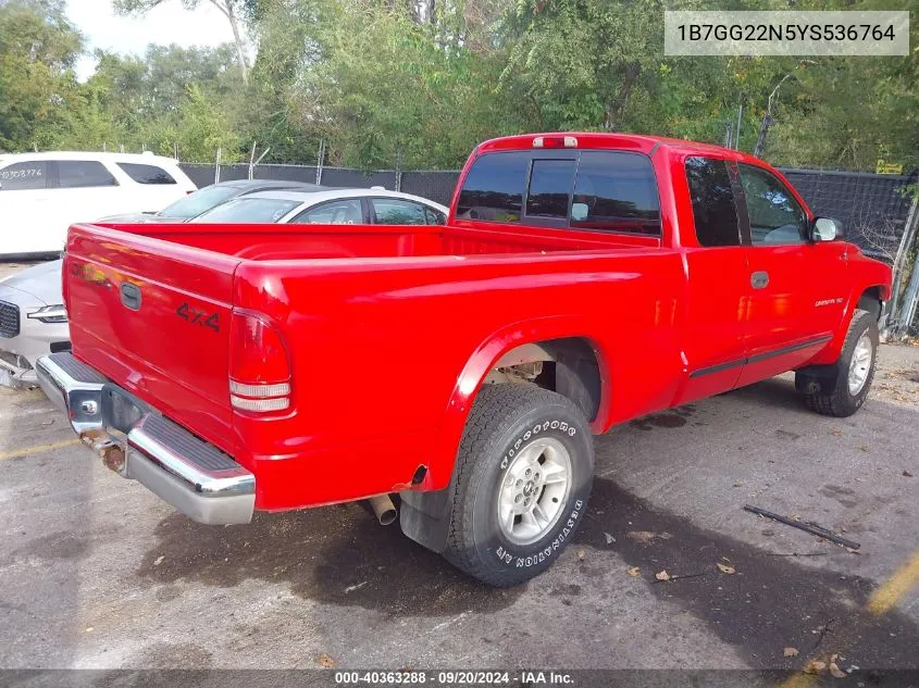 2000 Dodge Dakota Slt/Sport VIN: 1B7GG22N5YS536764 Lot: 40363288