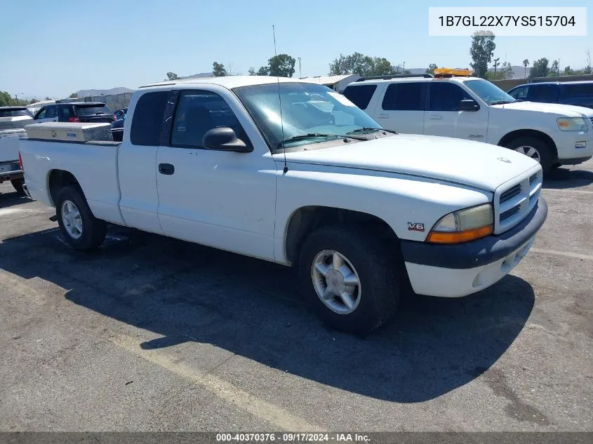 2000 Dodge Dakota Slt/Sport VIN: 1B7GL22X7YS515704 Lot: 40370376