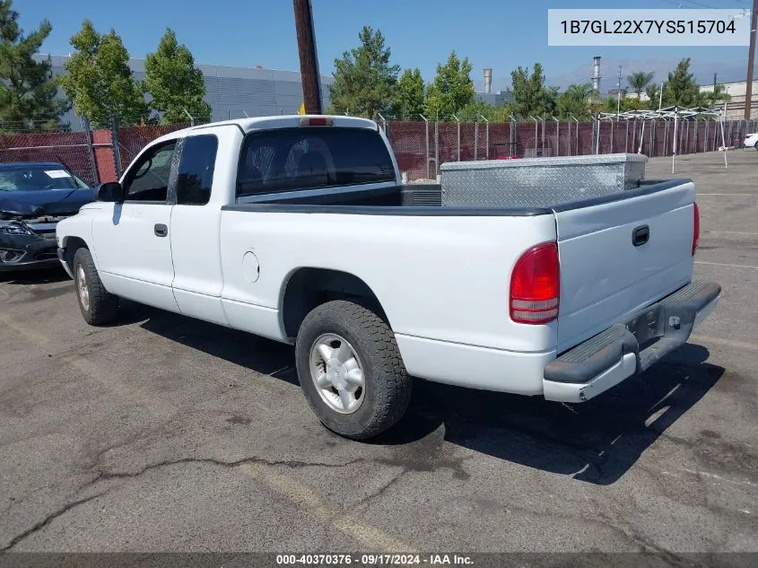 2000 Dodge Dakota Slt/Sport VIN: 1B7GL22X7YS515704 Lot: 40370376