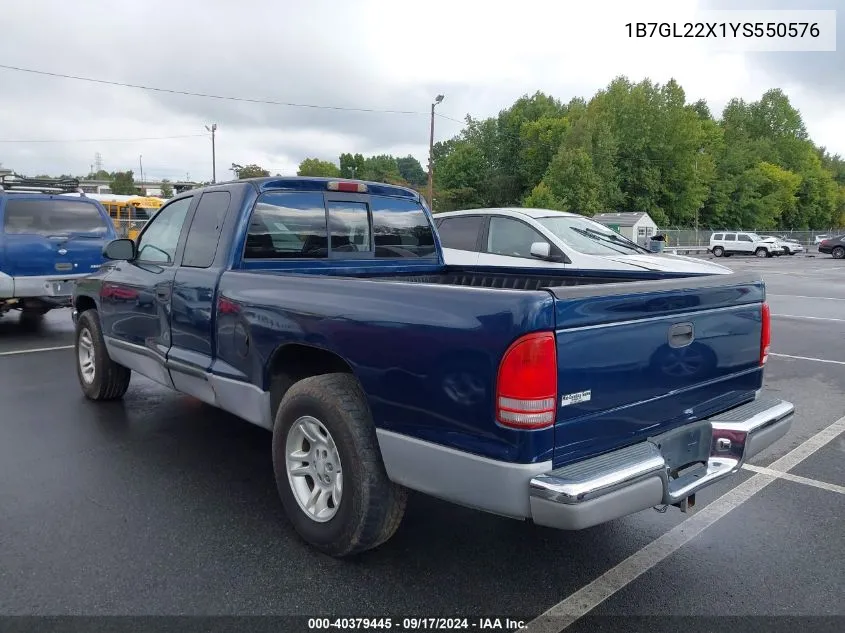 2000 Dodge Dakota Slt/Sport VIN: 1B7GL22X1YS550576 Lot: 40379445