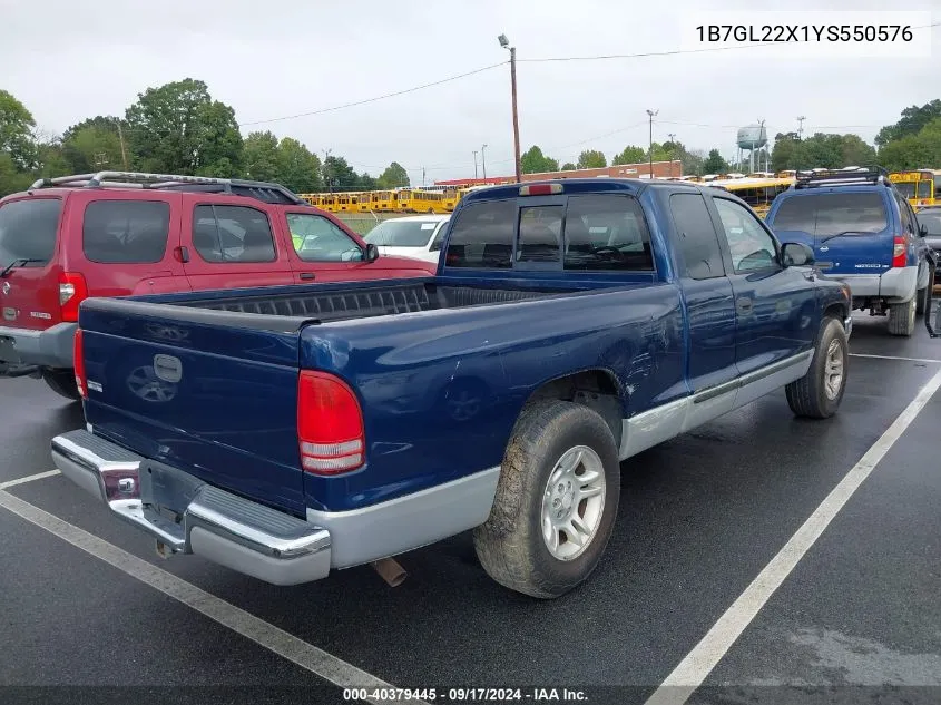 2000 Dodge Dakota Slt/Sport VIN: 1B7GL22X1YS550576 Lot: 40379445