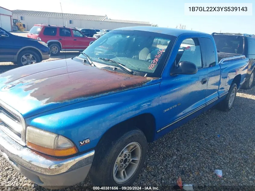 2000 Dodge Dakota Slt/Sport VIN: 1B7GL22X3YS539143 Lot: 40381656