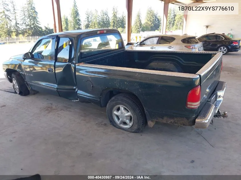 2000 Dodge Dakota Slt/Sport VIN: 1B7GL22X9YS776610 Lot: 40430987