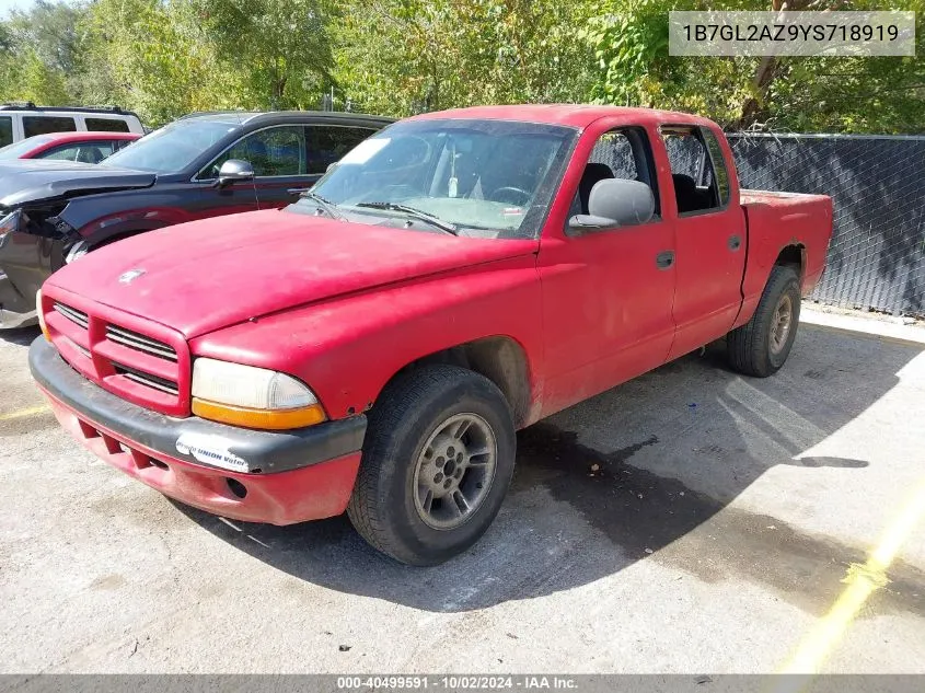 2000 Dodge Dakota Slt/Sport VIN: 1B7GL2AZ9YS718919 Lot: 40499591