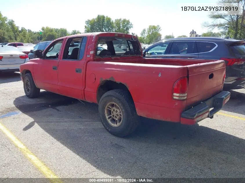 2000 Dodge Dakota Slt/Sport VIN: 1B7GL2AZ9YS718919 Lot: 40499591