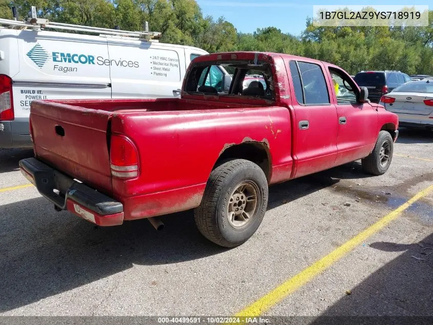 2000 Dodge Dakota Slt/Sport VIN: 1B7GL2AZ9YS718919 Lot: 40499591