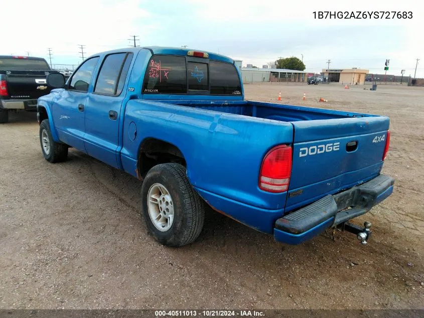 2000 Dodge Dakota Slt/Sport VIN: 1B7HG2AZ6YS727683 Lot: 40511013