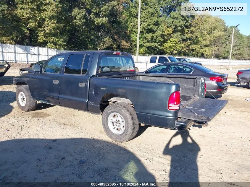 2000 Dodge Dakota Slt/Sport VIN: 1B7GL2AN9YS652272 Lot: 40552595