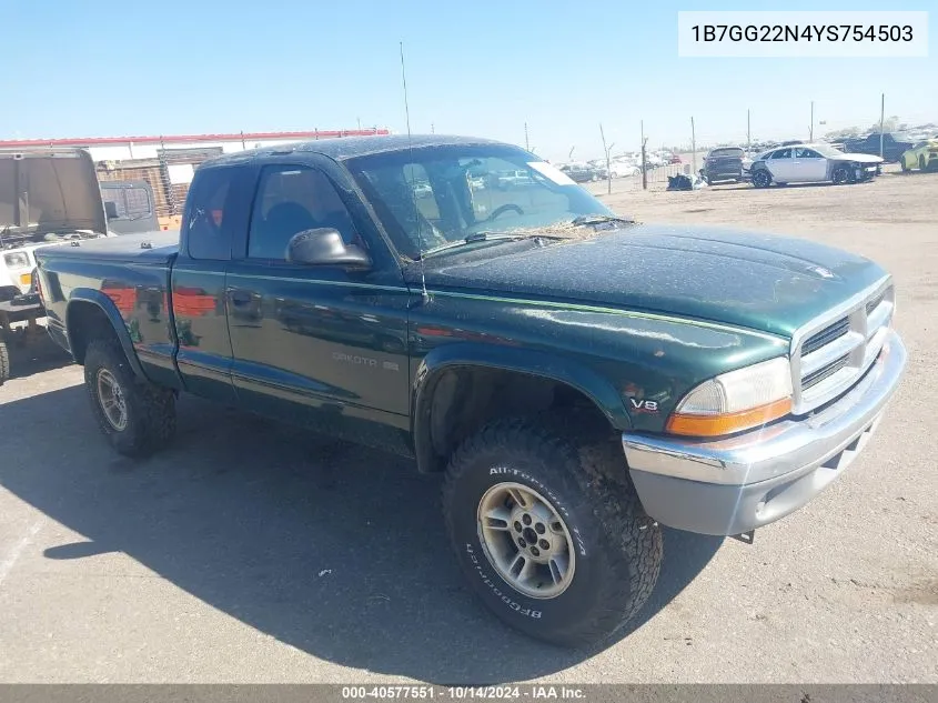 2000 Dodge Dakota Slt/Sport VIN: 1B7GG22N4YS754503 Lot: 40577551