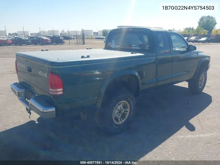 2000 Dodge Dakota Slt/Sport VIN: 1B7GG22N4YS754503 Lot: 40577551