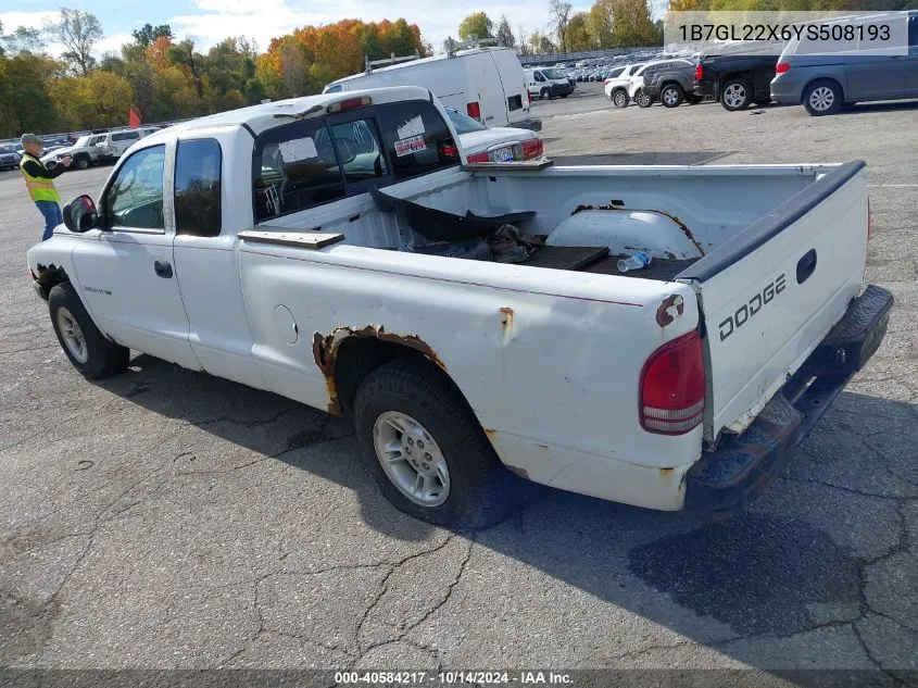 2000 Dodge Dakota Slt/Sport VIN: 1B7GL22X6YS508193 Lot: 40584217