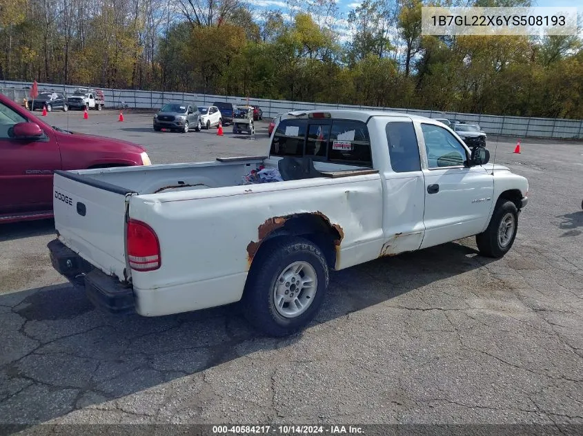 2000 Dodge Dakota Slt/Sport VIN: 1B7GL22X6YS508193 Lot: 40584217