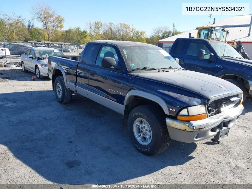 2000 Dodge Dakota Slt/Sport VIN: 1B7GG22N5YS534321 Lot: 40621684