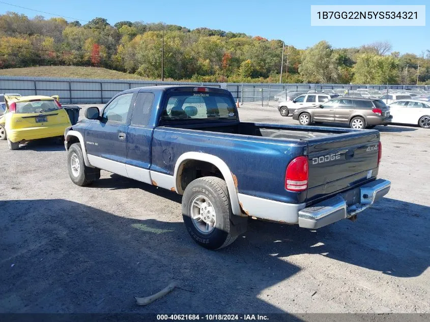 2000 Dodge Dakota Slt/Sport VIN: 1B7GG22N5YS534321 Lot: 40621684