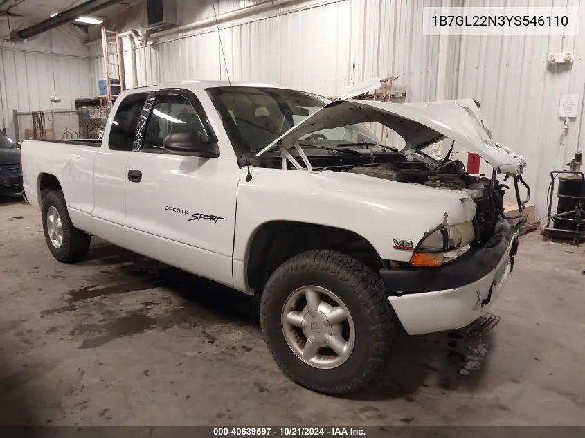 2000 Dodge Dakota Slt/Sport VIN: 1B7GL22N3YS546110 Lot: 40639597