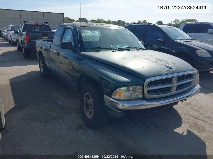 2000 Dodge Dakota Slt/Sport VIN: 1B7GL22X4YS524411 Lot: 40649259