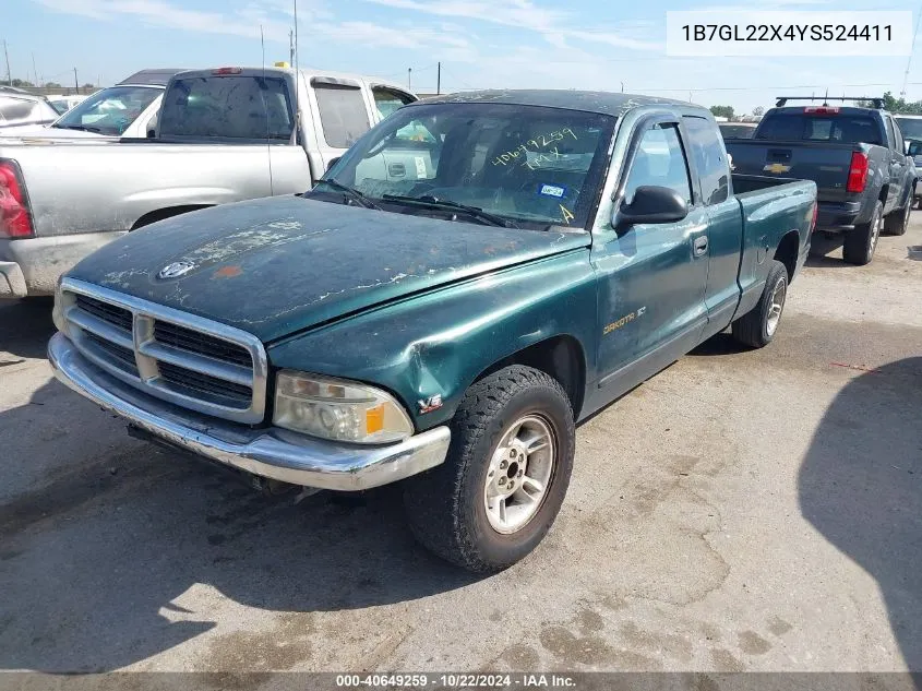 2000 Dodge Dakota Slt/Sport VIN: 1B7GL22X4YS524411 Lot: 40649259