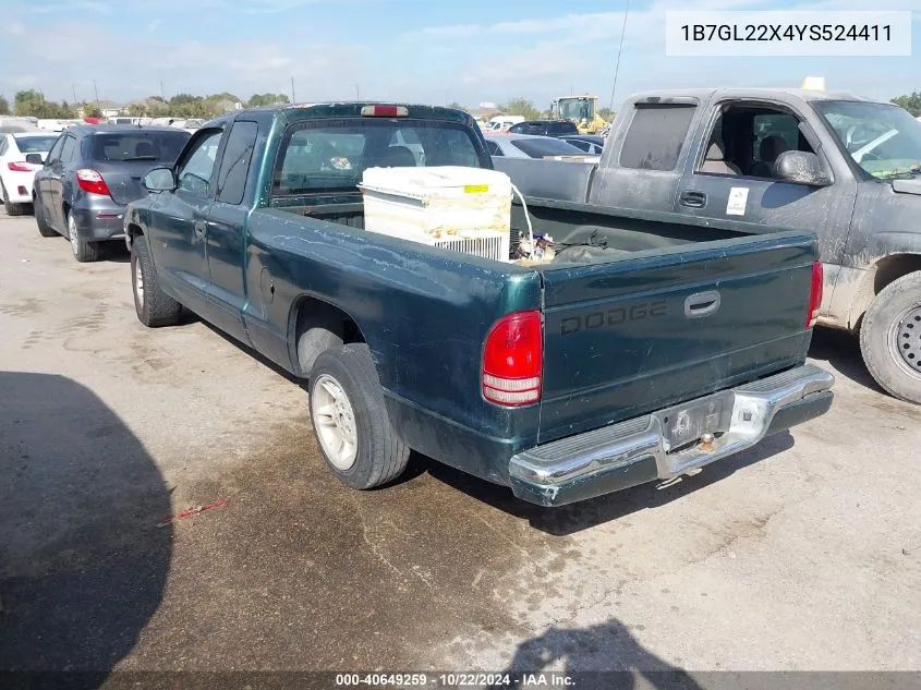 2000 Dodge Dakota Slt/Sport VIN: 1B7GL22X4YS524411 Lot: 40649259