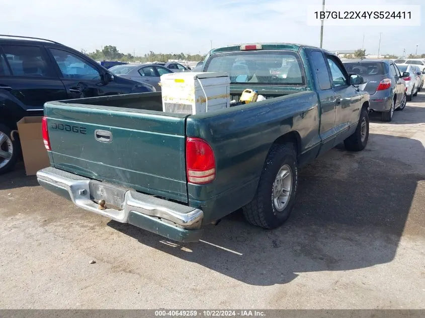 2000 Dodge Dakota Slt/Sport VIN: 1B7GL22X4YS524411 Lot: 40649259