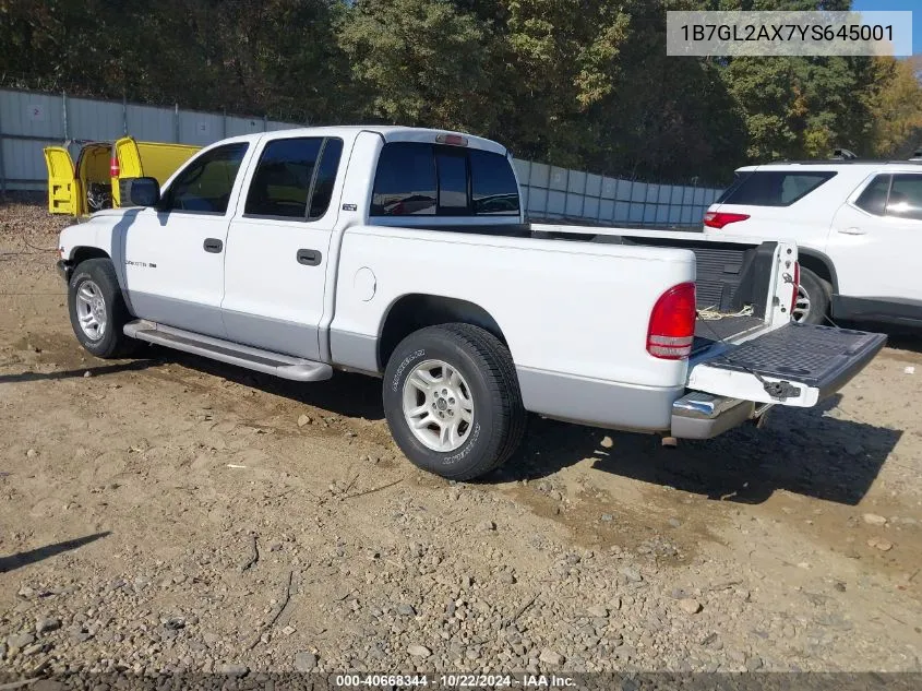 2000 Dodge Dakota Slt/Sport VIN: 1B7GL2AX7YS645001 Lot: 40668344