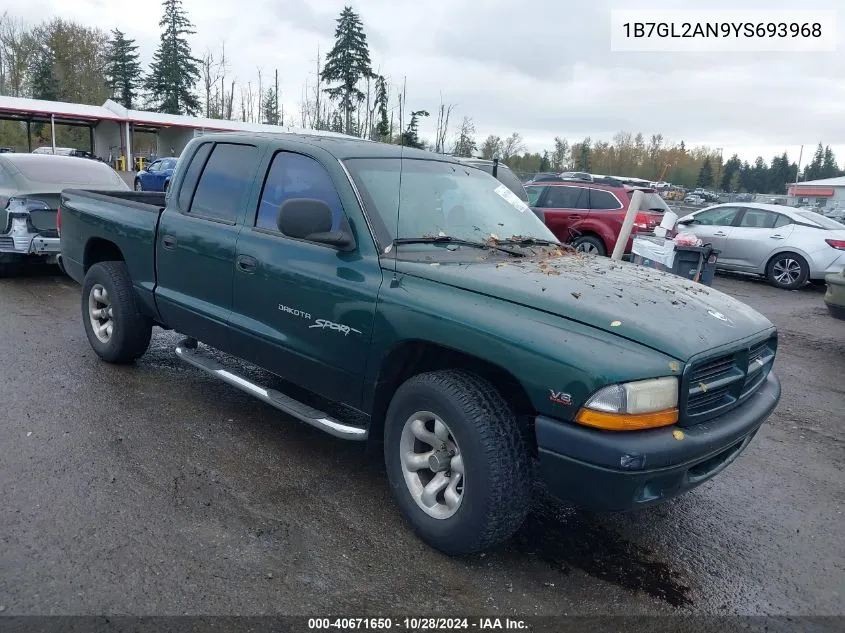 1B7GL2AN9YS693968 2000 Dodge Dakota Slt/Sport