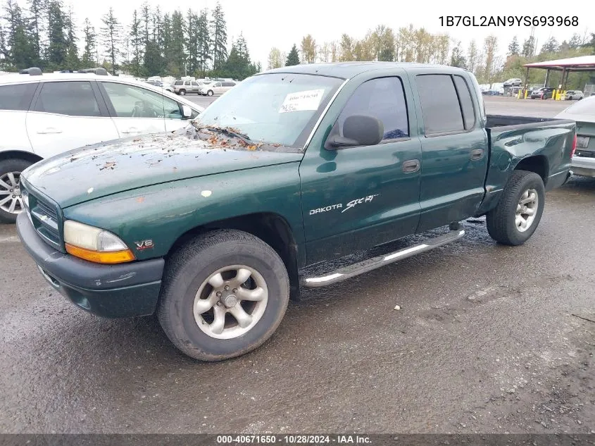 1B7GL2AN9YS693968 2000 Dodge Dakota Slt/Sport