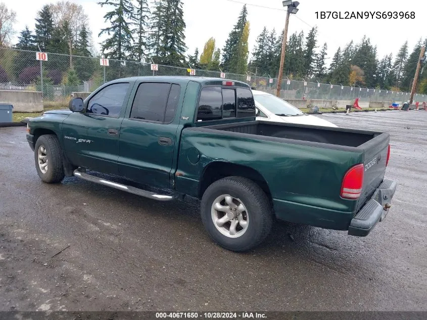 1B7GL2AN9YS693968 2000 Dodge Dakota Slt/Sport