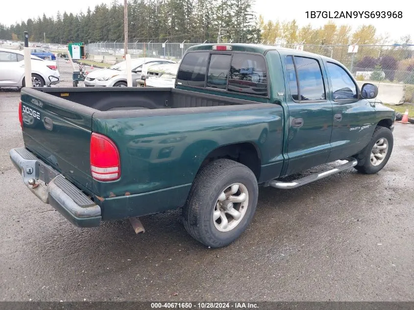 2000 Dodge Dakota Slt/Sport VIN: 1B7GL2AN9YS693968 Lot: 40671650