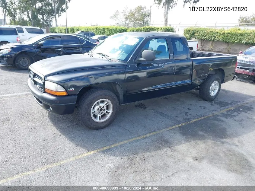 2000 Dodge Dakota Slt/Sport VIN: 1B7GL22X8YS642820 Lot: 40690999