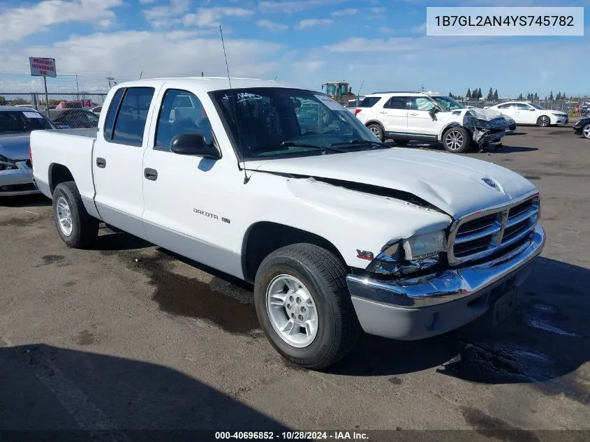 2000 Dodge Dakota Slt/Sport VIN: 1B7GL2AN4YS745782 Lot: 40696852